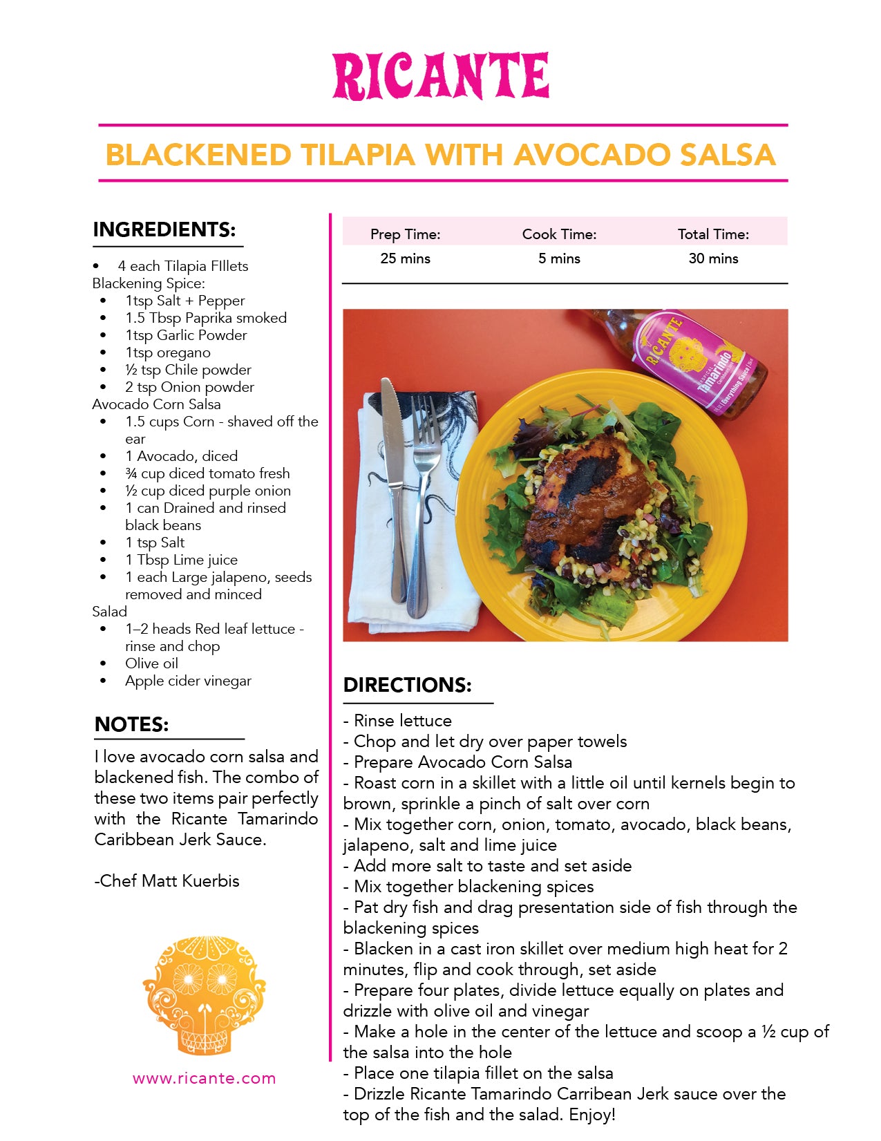 Blackened tilapia with Avocado Salsa