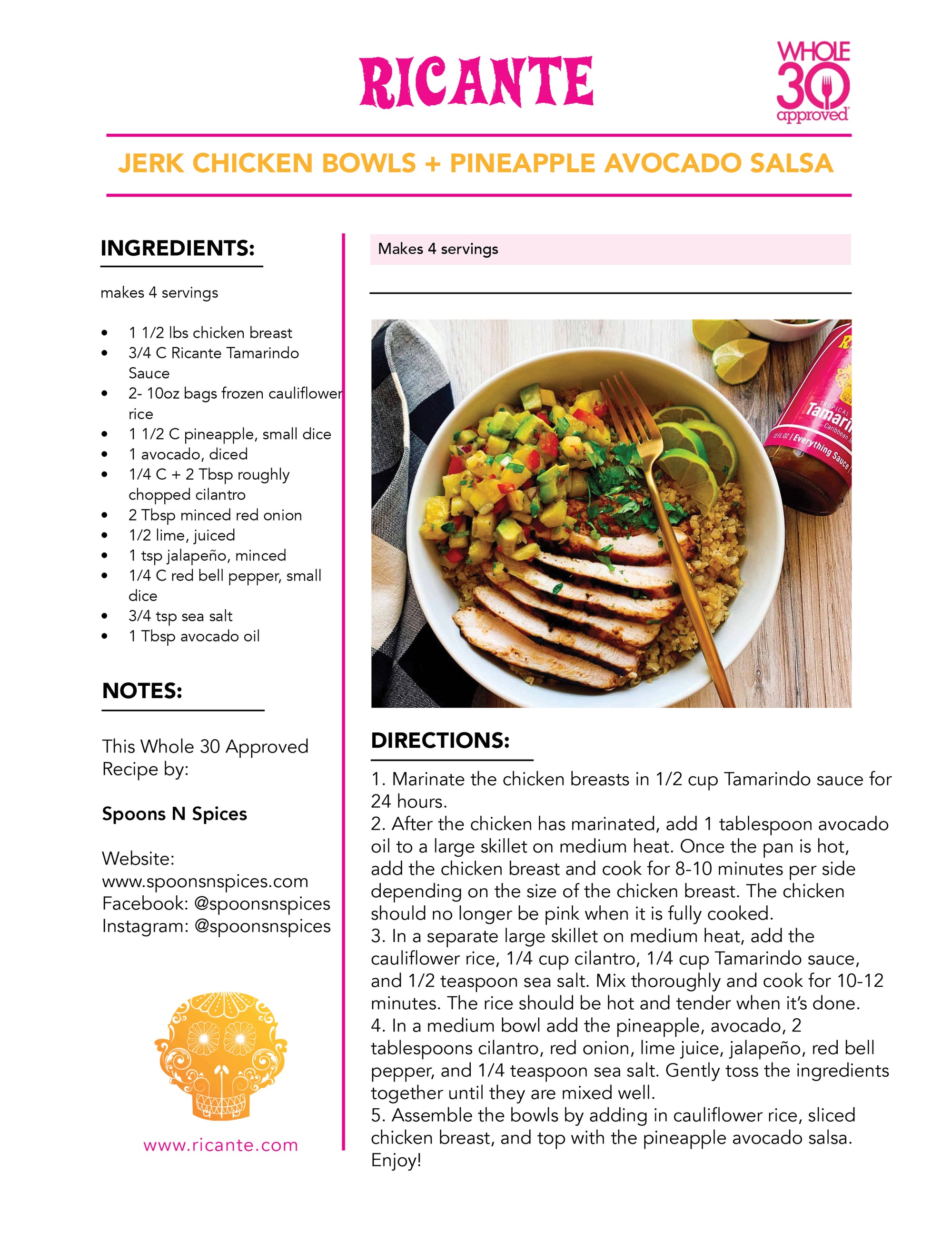 Whole30 - Jerk Chicken Bowls + Pineapple Avocado Salsa