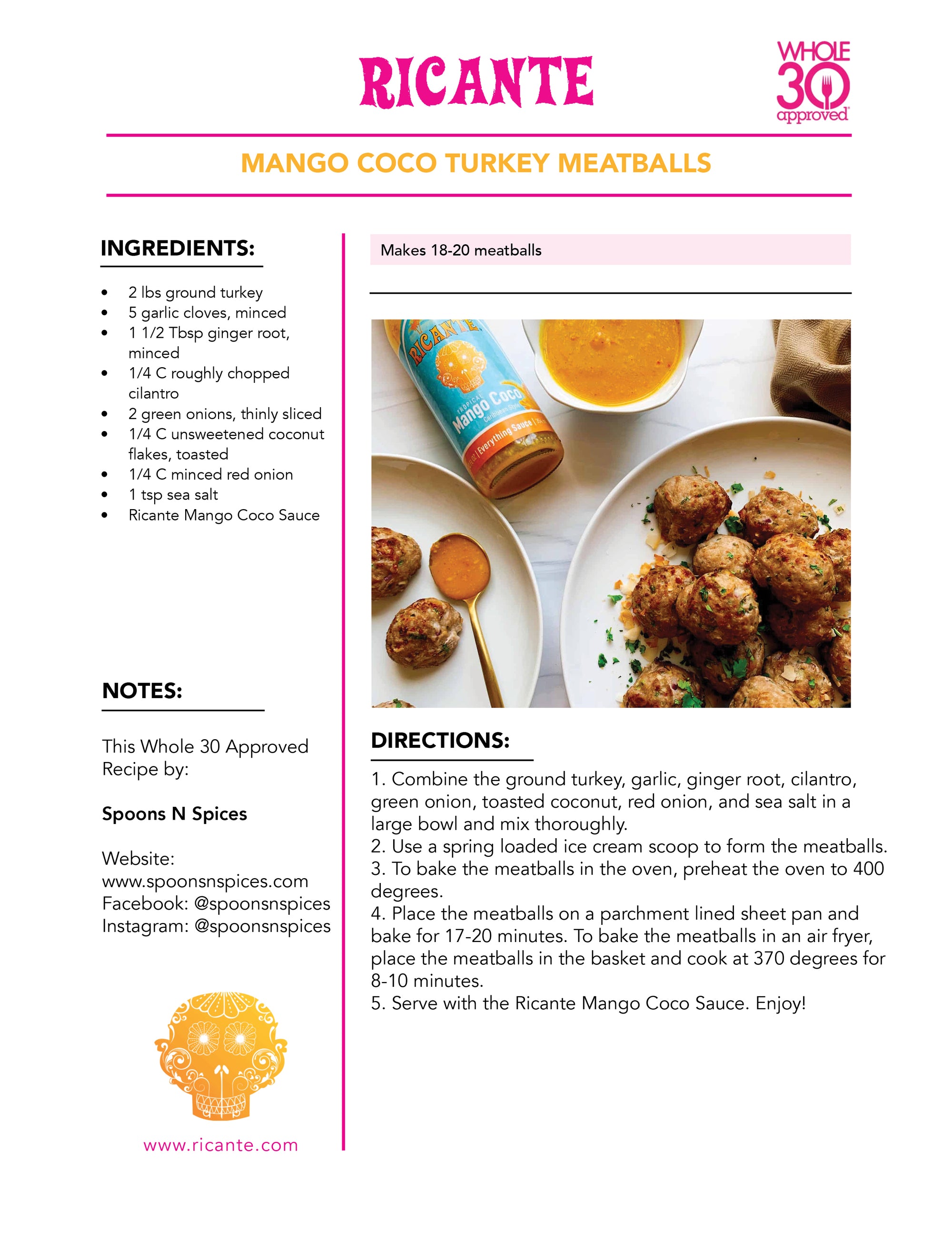 Whole30 - Mango Coco Turkey Meatballs